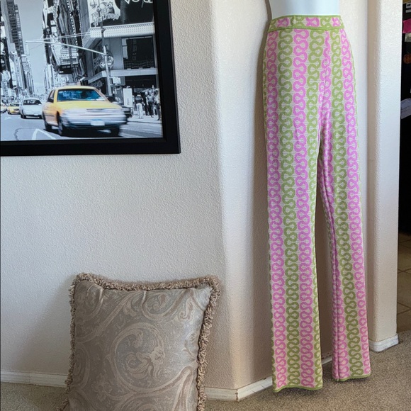 HOUSE OF HARLOW 1960 Green Pink Patterned Women's Knit Pants. Tall. Large - Picture 4 of 15